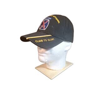 10TH MOUNTAIN DIVISION CLIMB TO GLORY INSIGNIA BLACK EMBROIDERED HAT CAP